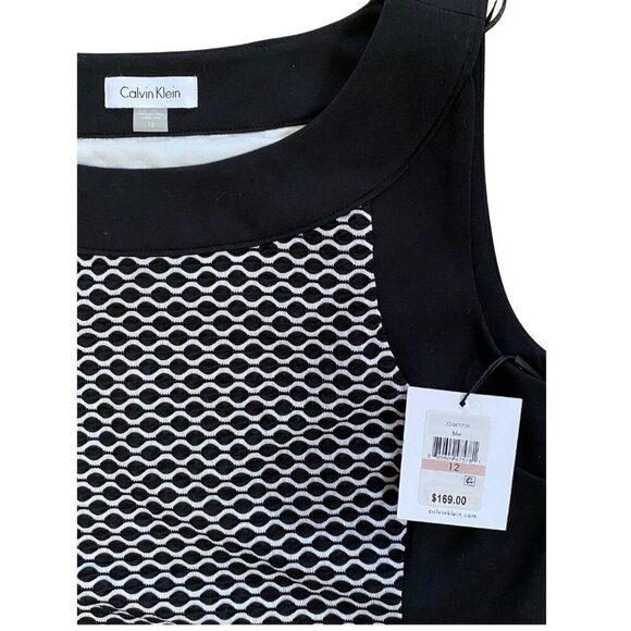 NWT CALVIN KLEIN DRESS size 12 SLEEVELESS STRETCH PATTERNED DATE OR WORK - Picture 2 of 4